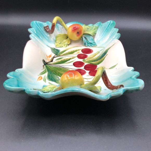 VINTAGE ITALIAN MAJOLICA HANDPAINTED CERAMIC CANDY/NUT DISH HAND-MADE IN ITALY - Picture 8 of 11